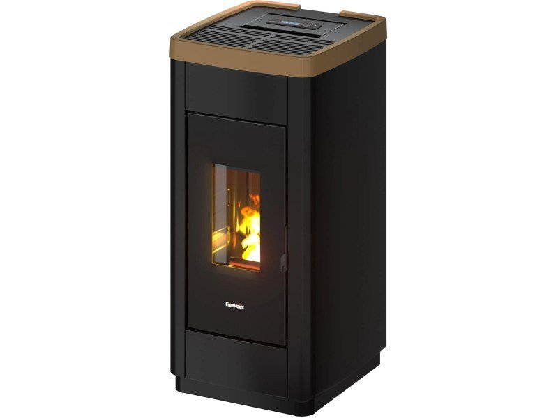 Freepoint LIFE Pelletofen 8,5 kW – Schwarz-Gold, raumluftunabhängig mit WLAN