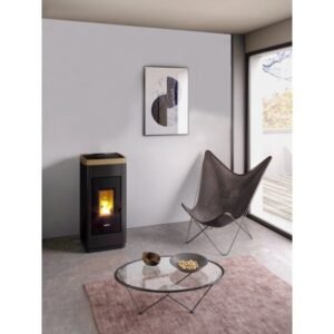 Freepoint LIFE Pelletofen 8,5 kW – Schwarz-Gold, raumluftunabhängig mit WLAN