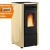 Firefix Ketty Pelletofen 6,3 kW – Schwarz-Beige, Zeitbrand mit Scheibenspülung