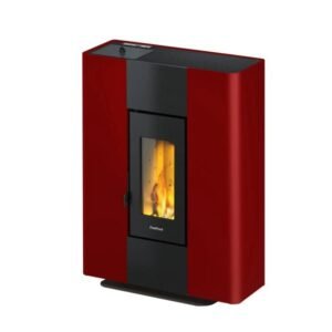 Freepoint Roxy Stand extra flacher Pelletofen 7 kW – Bordeaux, raumluftunabhängig