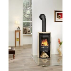 Justus Usedom 5 Kaminofen 5 kW – Schwarz mit Sandsteinverkleidung