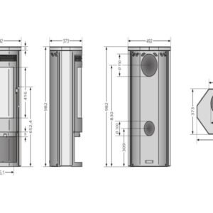 Justus Usedom 5 Kaminofen 5 kW – Schwarz mit Sandsteinverkleidung