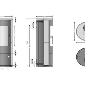 Justus Austin 5 Kaminofen 5 kW – Schwarz, Stahlverkleidung mit Scheibenspülung