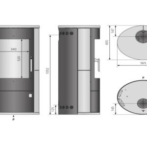 Justus Austin 7 Kaminofen 7 kW – Schwarz, kräftiger Stahl-Kaminofen für größere Wohnbereiche