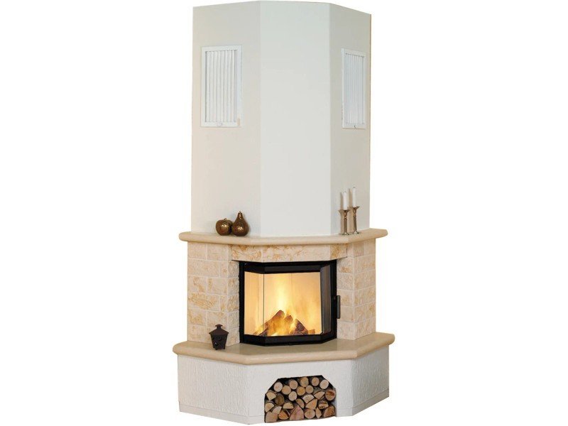 Hark Vermont Kaminofen-Bausatz 8 kW – Marmorverkleidung in Beige, Panoramascheibe und Montagematerial
