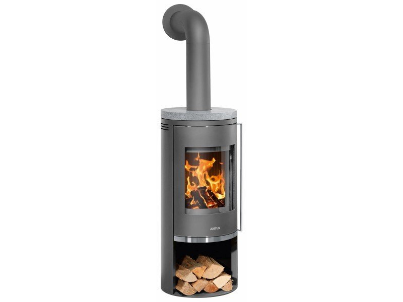Justus Faro 2.0 runder Kaminofen 6 kW – Stahl mit Speckstein-Abdeckplatte und Dreifach-Luftsystem