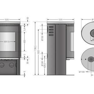Justus Faro 2.0 runder Kaminofen 6 kW – Stahl mit Speckstein-Abdeckplatte und Dreifach-Luftsystem