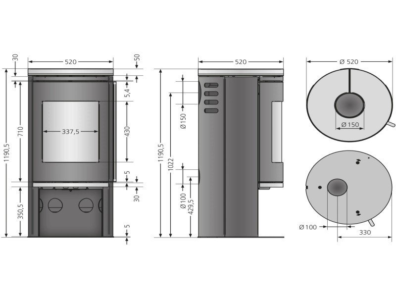Justus Faro 2.0 runder Kaminofen 6 kW – Stahl mit Speckstein-Abdeckplatte und Dreifach-Luftsystem – Bild 6