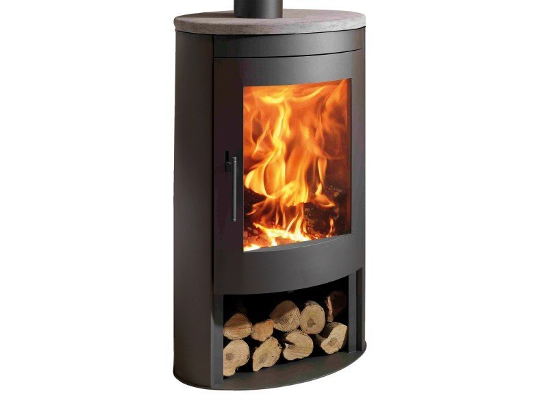 Panadero Oval 1 Kaminofen 8,7 kW – Stahl Schwarz, raumluftunabhängig mit Vermiculite-Brennraum
