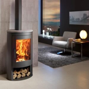Panadero Oval 1 Kaminofen 8,7 kW – Stahl Schwarz, raumluftunabhängig mit Vermiculite-Brennraum