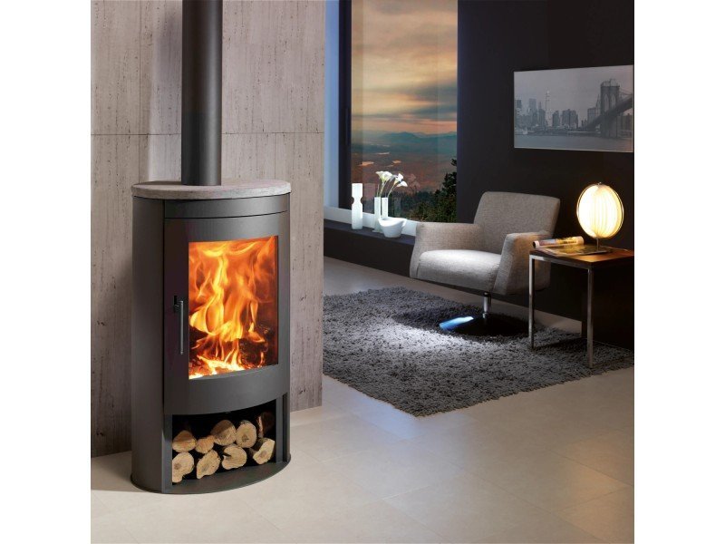Panadero Oval 1 Kaminofen 8,7 kW – Stahl Schwarz, raumluftunabhängig mit Vermiculite-Brennraum – Bild 2
