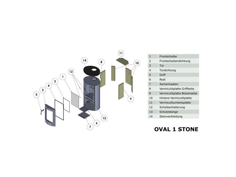 Panadero Oval 1 Kaminofen 8,7 kW – Stahl Schwarz, raumluftunabhängig mit Vermiculite-Brennraum – Bild 3
