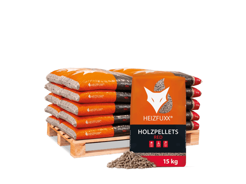 Heizfuxx Red ENplus A1 Holzpellets aus Hartholz – 2 Säcke à 15 kg, insgesamt 30 kg, FSC-zertifiziert