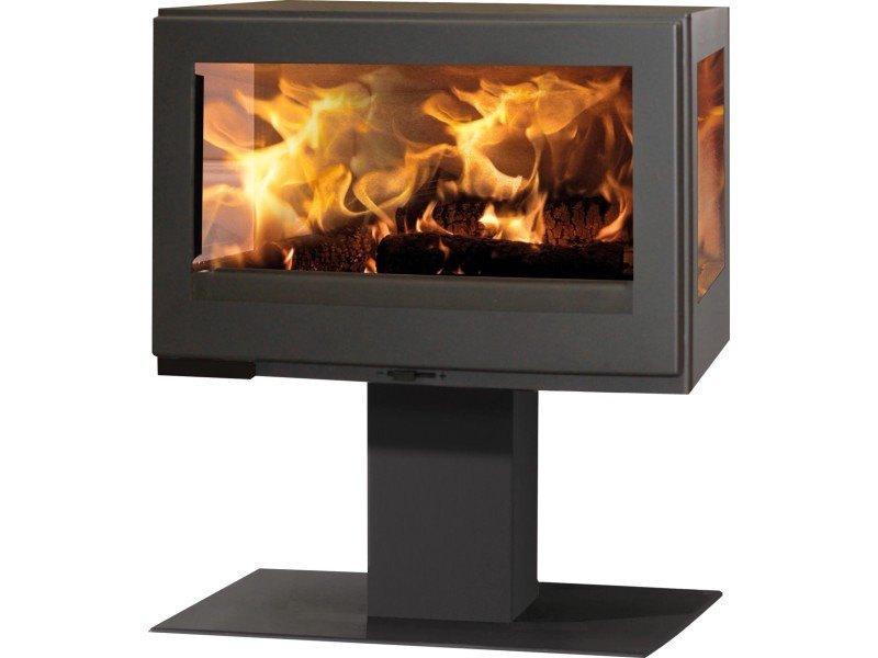 Panadero Harmonie 3V Kaminofen 7,9 kW – Stahl Schwarz Metallic, breite Bauform mit großem Sichtfenster