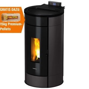 Freepoint Globe Pelletofen 10,5 kW – Stahl Anthrazit mit Automatik und Fernbedienung