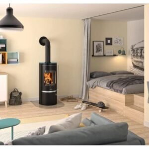Justus Faro 2.0 Top Kaminofen 6 kW – runder Stahlkorpus mit Glas-Abdeckplatte