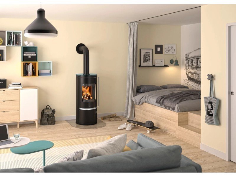 Justus Faro 2.0 Top Kaminofen 6 kW – runder Stahlkorpus mit Glas-Abdeckplatte – Bild 4