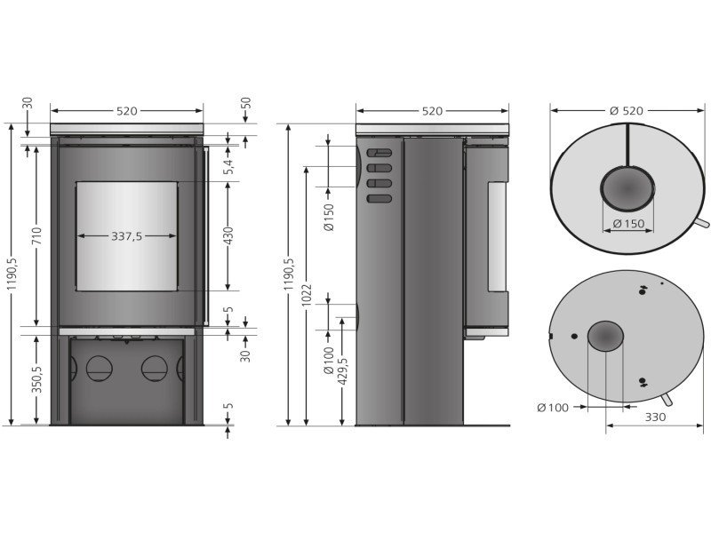 Justus Faro 2.0 Kaminofen 6 kW – Stahl Schwarz mit grauer Sandsteinverkleidung – Bild 5
