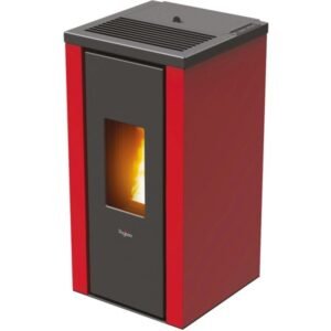 PEGASO Vera Pelletofen 7 kW – Stahl Bordeaux mit Gussbrennraum und Automatik