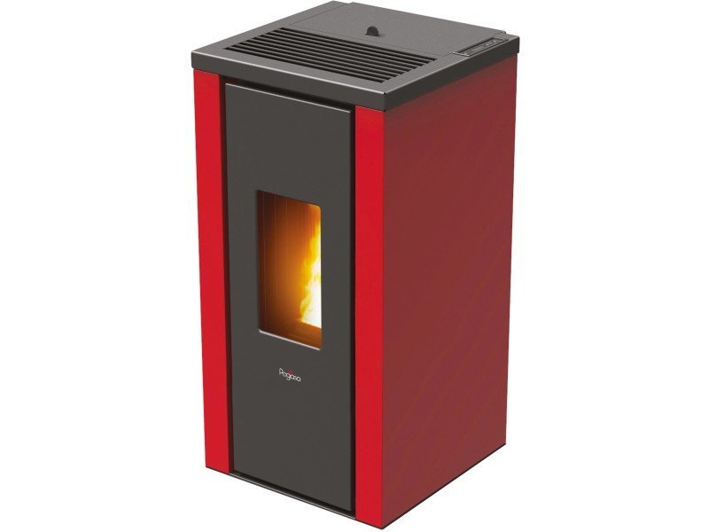 PEGASO Vera Pelletofen 7 kW – Stahl Bordeaux mit Gussbrennraum und Automatik – Bild 2