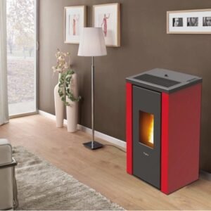 PEGASO Vera Pelletofen 7 kW – Stahl Bordeaux mit Gussbrennraum und Automatik