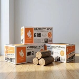 Heizfuxx Nestro M Buchenholzbriketts – 25 Kartons à 12 kg, 300-kg-Palette
