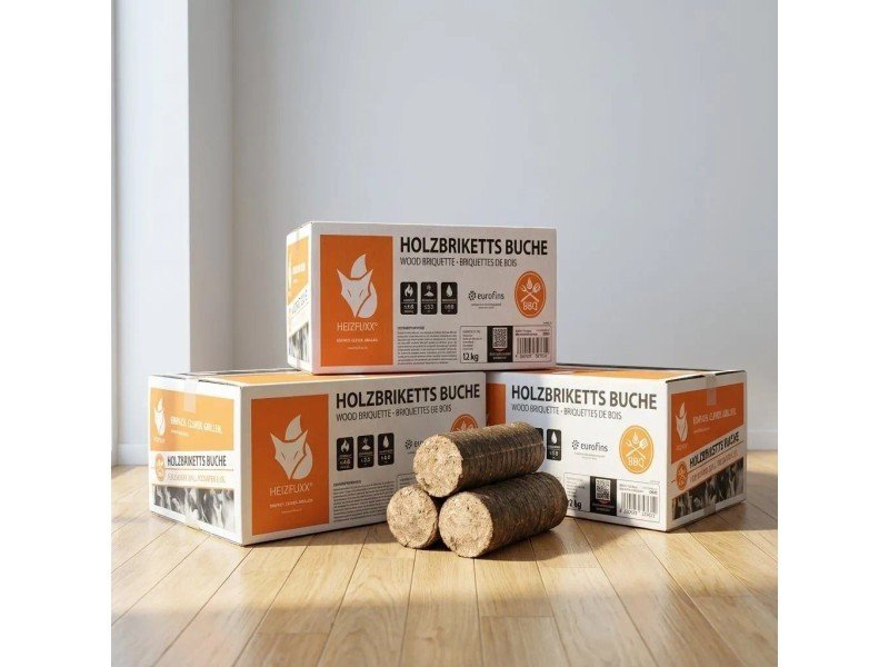 Heizfuxx Nestro M Buchenholzbriketts – 25 Kartons à 12 kg, 300-kg-Palette – Bild 4
