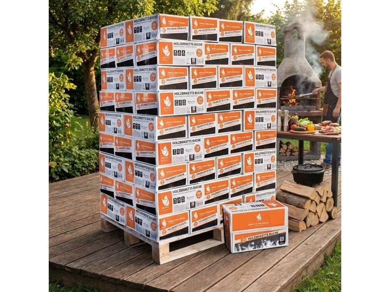 Heizfuxx Nestro M Buchenholzbriketts – Großpalette mit 81 Kartons à 12 kg, 972 kg – Bild 2