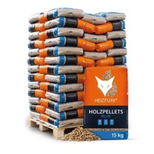 Heizfuxx Holzpellets Blue – Großpalette 975 kg, 65 Säcke à 15 kg, Kiefer, ENplus A1