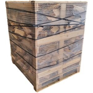 Eifelgrün Kaminholz 25 cm in kompakter Palettenbox – trocken, ofenfertig, ca. 350 kg, 115 × 105 × 105 cm