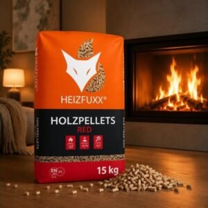 Heizfuxx Red ENplus A1 Hartholzpellets – 975-kg-Palette, 65 Säcke à 15 kg