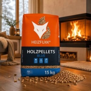 Heizfuxx Holzpellets Blue – Großpalette 975 kg, 65 Säcke à 15 kg, Kiefer, ENplus A1
