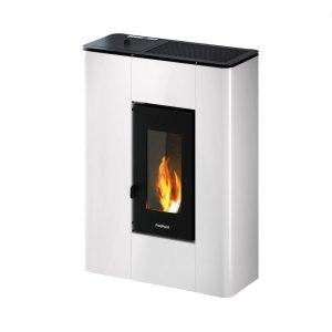 Freepoint Atri Pelletofen 4,9 kW – Metall Weiß, raumluftunabhängig mit Automatik
