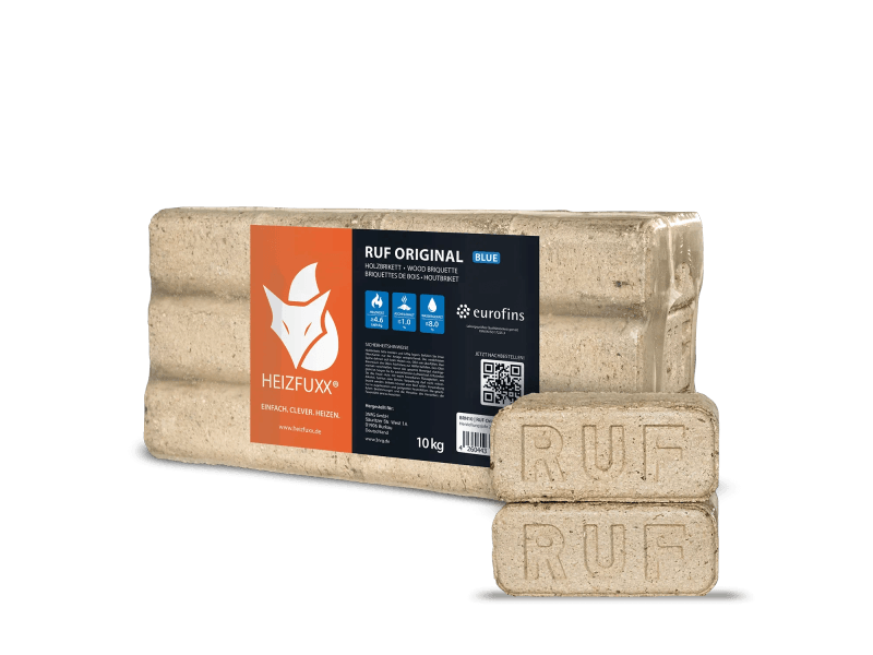 Heizfuxx RUF Original Blue Nadelholzbriketts – 960-kg-Palette, 96 Gebinde à 10 kg, FSC – Bild 3