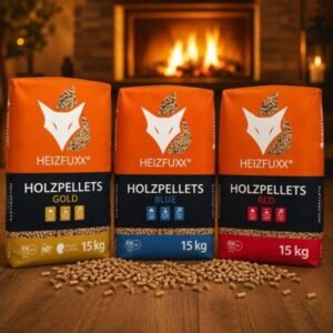 Heizfuxx Holzpellets Blue – Großpalette 975 kg, 65 Säcke à 15 kg, Kiefer, ENplus A1