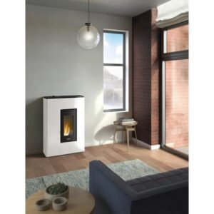 Freepoint Atri Pelletofen 4,9 kW – Metall Weiß, raumluftunabhängig mit Automatik