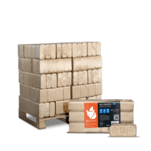 Heizfuxx RUF Original Blue Nadelholzbriketts – 300-kg-Palette, 30 Gebinde à 10 kg, FSC