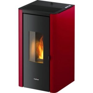 Freepoint Indi Pelletofen 7 kW – Stahl Bordeaux, Dauerbrand mit Automatik