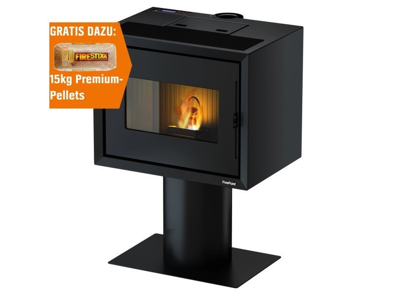 Freepoint Modo Pelletofen 9,3 kW – Stahl Schwarz, minimalistisch mit Fernbedienung