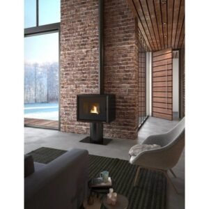 Freepoint Modo Pelletofen 9,3 kW – Stahl Schwarz, minimalistisch mit Fernbedienung