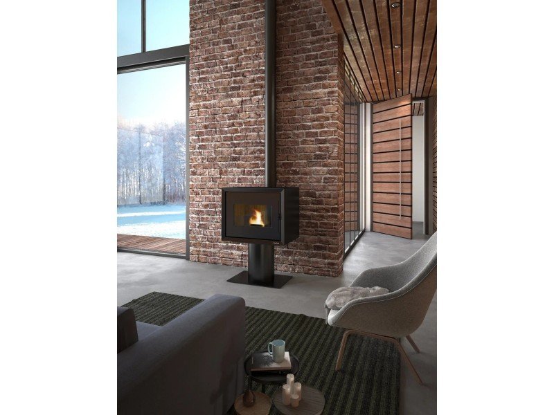 Freepoint Modo Pelletofen 9,3 kW – Stahl Schwarz, minimalistisch mit Fernbedienung – Bild 3
