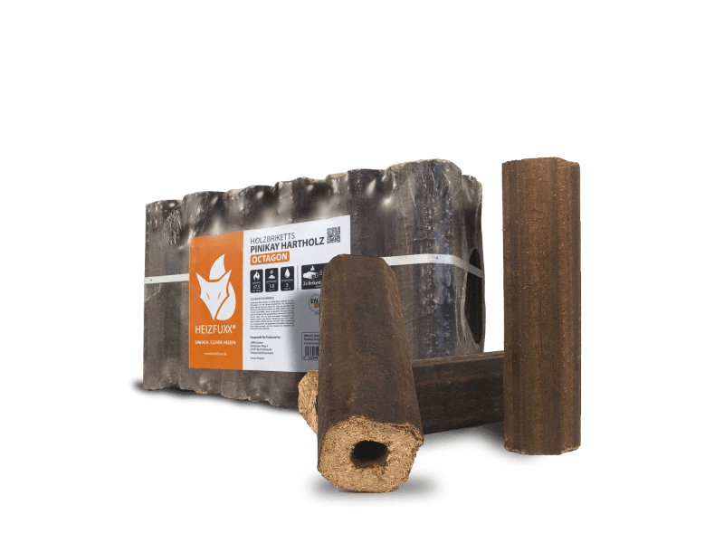 Heizfuxx PiniKay Octagon Hartholzbriketts – 300-kg-Palette, achteckig mit Zugloch, ENplus A1 – Bild 3