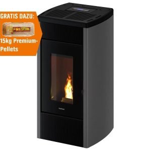 Freepoint Duke Pelletofen 14 kW – Stahl Silber mit WLAN und Gussbrennraum