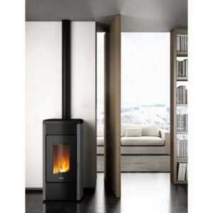 Freepoint Duke Pelletofen 14 kW – Stahl Silber mit WLAN und Gussbrennraum