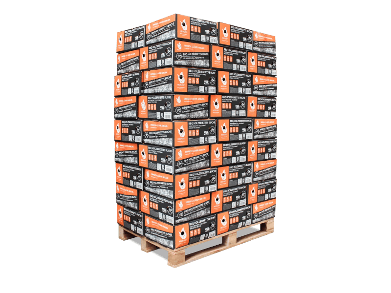 Heizfuxx BBQ-Buchenholzbriketts – Großpalette 972 kg, 54 Gebinde à 18 kg, DIN EN ISO 17225-3 – Bild 2