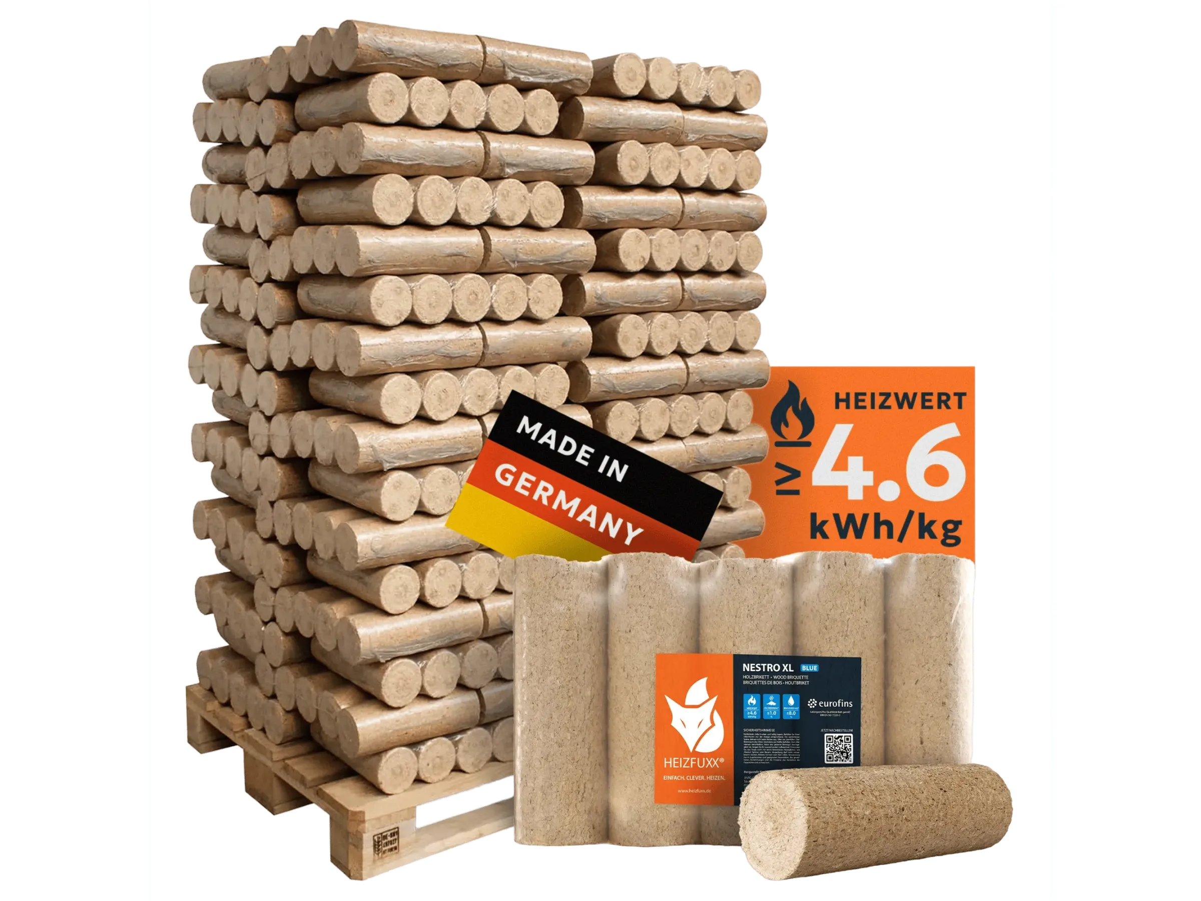 Heizfuxx Nestro XL Blue Holzbriketts aus Nadelholz – Palette 96 × 10 kg (960 kg) – Bild 7