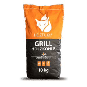 Heizfuxx Grillholzkohle in Gastro-Qualität – 360-kg-Palette, 36 Säcke à 10 kg, Hartholz, Körnung 20–80 mm