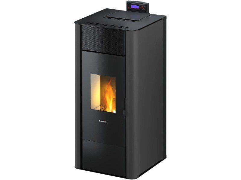 Freepoint Tesis Pelletofen 22,8 kW – Stahl Anthrazit, wasserführend mit Gussbrennraum