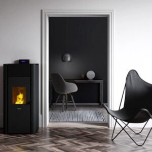 Freepoint Tesis Pelletofen 22,8 kW – Stahl Anthrazit, wasserführend mit Gussbrennraum