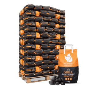 Heizfuxx Grillbriketts Hartholz in 5-kg-Säcken – Palette mit 130 Säcken, 650 kg, Gastro-Qualität